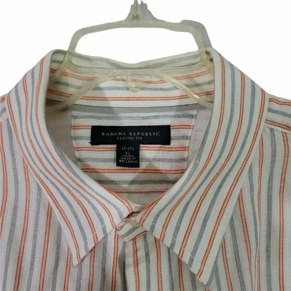 Banana Republic Blue Orange Striped Cotton Linen - Picture 2 of 5